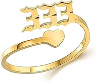 Stainless Steel Tarot Numerology Angel Number Ring, 000,111,222,333,444,555,666,777，888,999 Mysterio