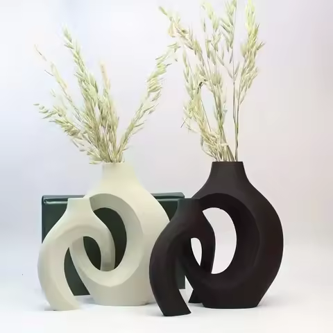 Hollow Nordic Modern Vase Set of 2 for Modern Home Decor,Plastic Hollow Flower Vases for Living Room