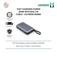 UGREEN 20000MAH 67W FAST CHARGING POWER BANK WITH BUILT-IN CABLE - UG-PB550-55996B