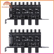 PC Fan Hub SATA/4 Pin Adapter 8 Channel PC Case Cooling Fan Hub 4 Knob Cooler