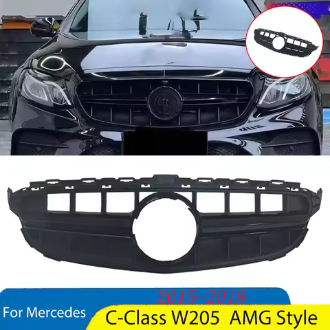 For Mercedes C-Class W205 C180 C200 C250 C300 C350 C43 2015-2018 Car Front Bumper Center Grille Raci
