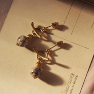 造型OT釦 可拆天然石多戴法耳環-G款菊花石