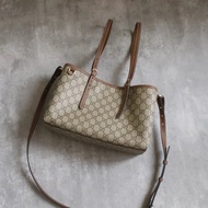 G GG Tote Bag Gucci Tote Bag Gucci GG Presbyopic Tote Bag GGSupreme Printed Canvas Brown Leather Edg