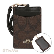 COACH Id Holder Card Scratch-Resistant Leather Dark Coffee Black Sent From Taiwan twemall