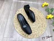 ( chân mập mn tăng lên 1size ) Giày sục nữ 5cm mũi vuông trơn da mờ đế cao cấp chống trơn TT Shoes t