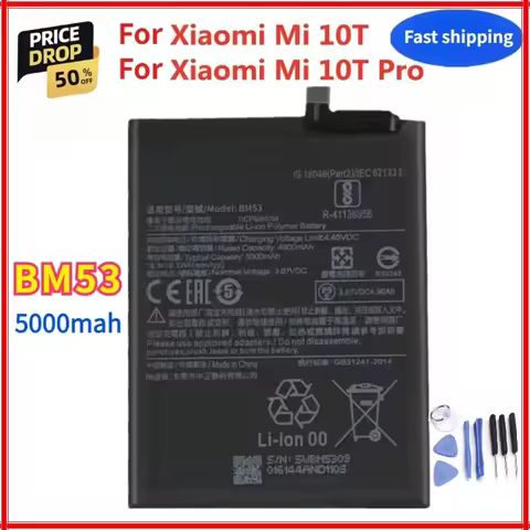 5000mAh BM53 Battery for Xiaomi 10T / 10T Pro Mi 10T Mi10T 10TPro Phone Batteries Large Capacity Hig