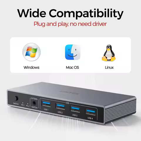V1309A HDMI KVM Switch Dual-Computer Control HDMI Switcher with USB 3.0 Hub 4K@60Hz Ultra HD Plug & 