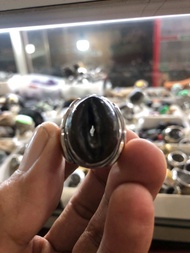 Natural cincin batu mustika tundung turuk(pengasihan kuat laki) dim batu 20x15x9 ring monel no 7