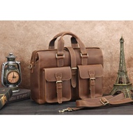 CRAZY HOURSE TYPE COW LEATHER LARGE CAPACITY LAPTOP BAG