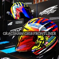 🔥100% ORIGINAL🔥HELMET GRACSHAW G818 FRONTLINER MALAYSIA ( VISOR GRACSHAW SIANG MALAM FIRE ORANGE / C