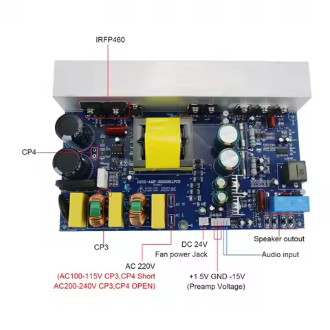 Y45A-1000W Class D Power Amplifier Board Mono Power Amp Board With Switching Power Supply