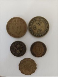 香港舊硬幣五分，一毫，二毫，男公仔頭