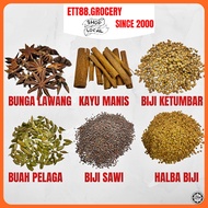 REMPAH-Bunga Lawang,Kayu Manis,Biji Sawi,Lada Hitam,Lada Putih,Asam Keping,Raisins,Jintan Putih,Jint