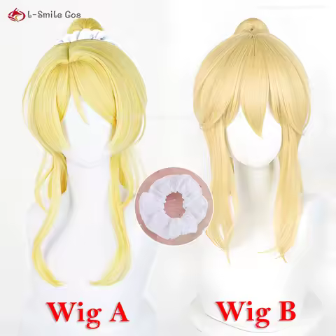 2 Types Anime Ellie Cosplay Wig Golden Yellow Wigs With Ponytail Women Eli Ayase Wigs Heat Resistant