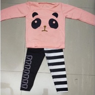 HONEY BJ203 children's suit 3-4 years old panda t-shirt pants toddler girls Girl