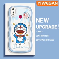 YIWESAN เคสสำหรับ Realme 3 Pro เคส3i Realme ลายการ์ตูนน่ารักโดราเอม่อนโบกสีสันสดใสน่ารักขอบกันกระแทกแบบใสนุ่มเคสมือถือโปร่งใสลายกล้องถ่ายรูปสร้างสรรค์เรียบง่ายฝาครอบป้องกันซิลิโคน