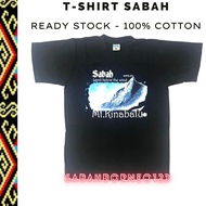 T-Shirt Baju Sabah Borneo premium COTTON [  MOUNT KINABALU RECTANGLE BLUE    ]