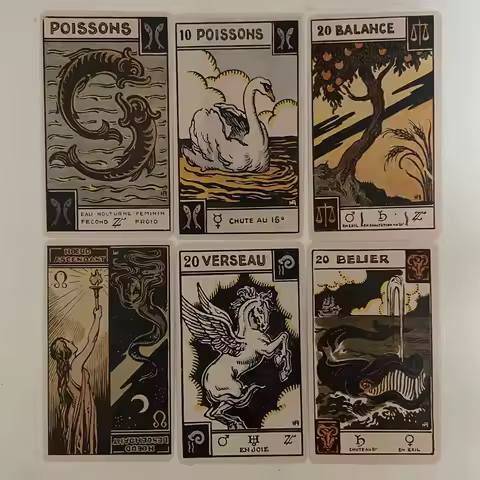 Vintage Zodiac Tarot Card Deck 48 Pcs Oracle Cards "Le Tarot Astologique" Tarot Cards