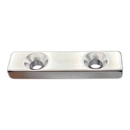 Wooden door magnet, rectangular white magnet with hole 40x12x4mm with 2 beveled holes