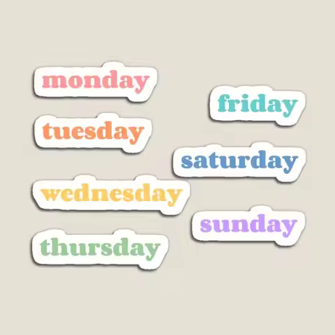 Days Of The Week Magnet Children for Fridge Organizer Decor Refrigerator Holder Kids Stickers Funny 