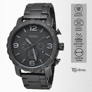 jam tangan fashion pria Fossil men Nate analog strap rantai hitam cowok Chronograph Black Stainless Steel water resistant luxury watch mewah sporty elegant JR1401