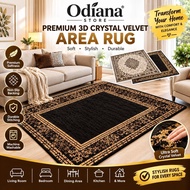 Odiana Premium 3D Crystal Velvet Area Rug | Anti-Slip Washable Living Room Carpet (M to 6XL)