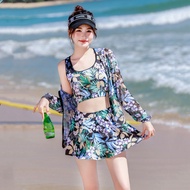 Ruo Bei Xuan ชุดว่ายน้ำสตรี3ชิ้นแบบอนุรักษ์นิยม,ชุดคลุมทรงหลวมสไตล์เกาหลีขนาดเล็กของเด็กผู้หญิงชายหาดชุดว่ายน้ำใหม่ไปชายหาด ลาย ดอกไม้เสื้อผ้าผู้หญิงเสื้อครอปผู้หญิงเสื้อผ้าแฟชั่นผู้หญิงชุดไปทะเล แซ่บๆ ธรรมดาชุดไปเที่ยวทะเล