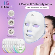 HEGRUS 7 Colors LED Facial Mask Photon Therapy Skin Rejuvenation Anti Acne Wrinkle Removal Skin Care Mask Skin Brightening Beauty Instrument Whitening Led Spa Mask Machine