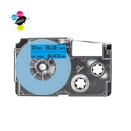 Blue Compatible Casio Sticker Label Tape for Casio Label IT Printer (Black on Blue) [theinksupply]