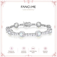 FANCIME "Noble Allure" October Birthstone Opal Station Tennis Sterling Silver Bracelet