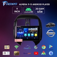 Fordayo Nissan almera 2011 - 2013 9 Inch car android player with  casing 2+32GB plug n play mirrorlink 2+32GB
