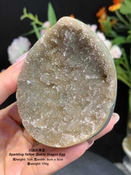 🇲🇾johor 闪晶彩黄蛋✨ (174g 高height: 7cm) Sparkling Yellow Quartz Dragon Egg