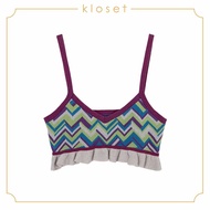 KLOSET Knitted Crop Top (SS18-T024) เสื้อผ้าถักนิตติ้งสายเดี่ยว