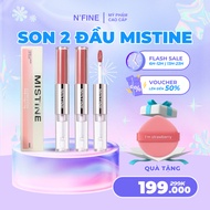 MISTINE Double-ended lipstick, long-lasting, matte and glossy, natural, moisturizing, softening lips