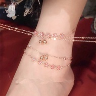 【E.five】 Ancient Style Peach Blossom Bell Anklet Design Sense Temperament Exquisite Gentle E