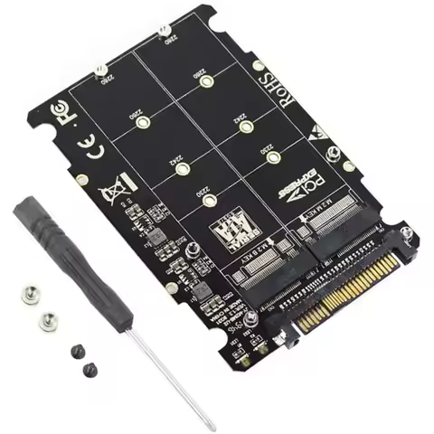 2-in-1 M.2 NVMe SATA SSD to U.2 SFF-8639 Adapter Converter, PCIe M.2 Key M/B to U.2 Card for Desktop