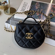 CHANEL 黑色Mini手柄馬鞍包 鏈條小包 新款雷標