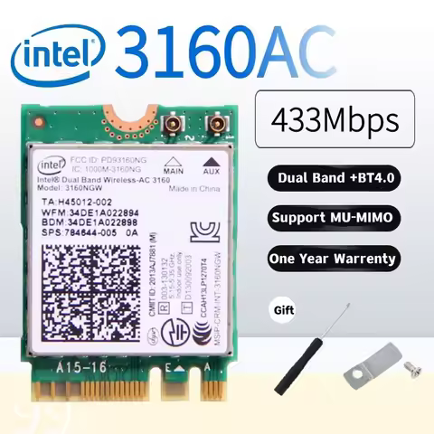 Intel Wireless-AC 7260 7260HMW 3160 7265 3165 8260 Mini PCIE Card Dual Band Bluetooth WiFi Adapter