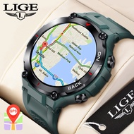 LIGE GPS นาฬิกาการออกกำลังกายกลางแจ้งหน้าจอสัมผัสแบบเต็มรูปแบบของผู้ชายสมาร์ทวอท์ชใหม่นาฬิกาวัดความดันโลหิต IP68กันน้ำสมาร์ทวอท์ชแอนดรอยด์ IOS + กล่อง