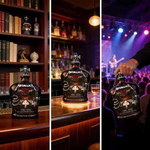 Metallica 45th Anniversary Limited Edition Whiskey Decanter - Rock Band Collectible Glass Bottle wit