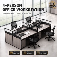 Modern Office Workstation Desk 2/4/6 Seater with Partition & Drawer Cabinet Modular Staff Cubicle Ta