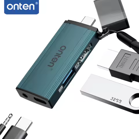 ONTEN Original USB C Hub 5 in 1 Type C Dock with 4K HDMI USB A 3.0 3.5mm Mic Audio PD 3.0 100W Charg