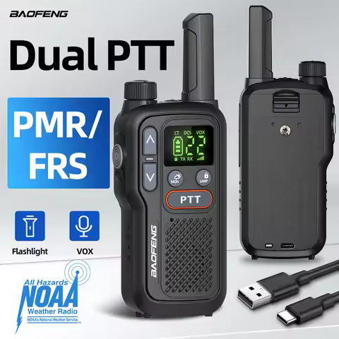 2PCS Baofeng BF-T18 Mini Dual PTT Walkie Talkie Portable PMR 446 FRS Flashlight Support Type-C Charg