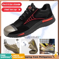 Electrical Safety Shoes For Men Steel Toe Rubber Construction Leather Work Jogger Low Cut