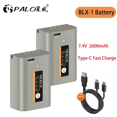 2600mAh BLX-1 BLX1 Battery with Type C Fast Charging Port BLX 1 Rechargeable Batteries for Olympus M
