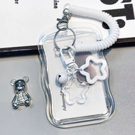 photocard holder Frosted Transparent Hard Shell Sliding Card Holder Bell Star ID Card Card Holder St