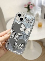 1pc Funda para teléfono pintada con corazón amoroso translúcido y patrón de plumas de mariposa, compatible con modelos de iPhone (P14ProMax, P13, P11, P12, XR, 7/8, SE2), modelos de Samsung (A03s, A12, A13, A21s, A22, A32, A33, A51, A52, A53, A72, S20FE) y series de Xiaomi y Redmi (Redmi 9, Redmi 9a, Redmi 10a, Redmi 10c, Redmi Note 11, Redmi 12, Redmi 12c)