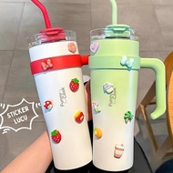 Funnycook 1.2 Liter Stainless Steel Ombre Tumbler Drinking Bottle with Brush Free Handle and TS Vacu