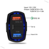 JH Market Quick Charge 3.0 with USB Type C Car Charger Built-in Power Delivery PD Port 35W 3 Ports f