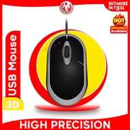 3D USB 1000 DPI High Precision Wired Mini Optical Mouse Suitable For PC / Desktop / Laptop Hp Dell Asus Acer Lenovo